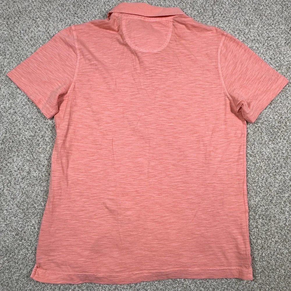 Tommy Bahama Mens Small Coral Pink Slub Cotton Short Sleeve Pocket Polo Shirt - Picture 3 of 9